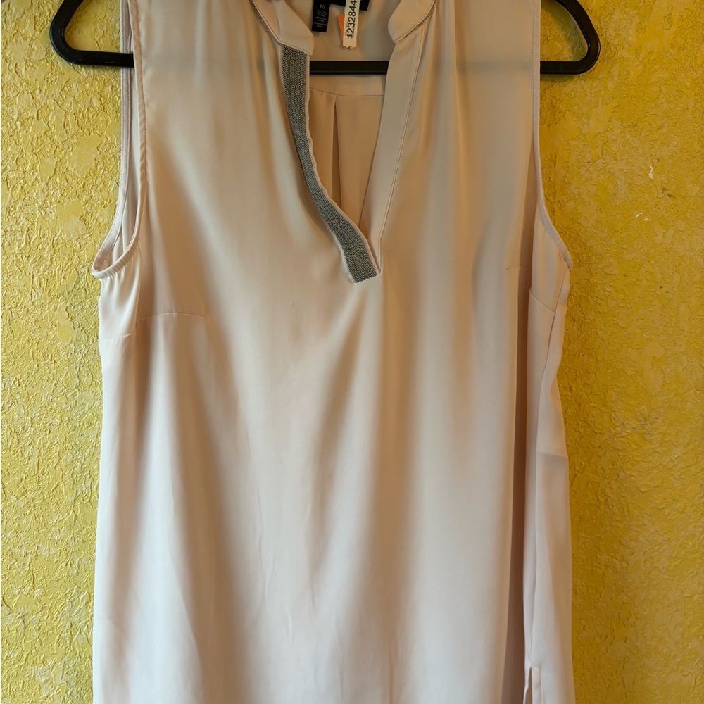 White House Black Market Ivory Beaded Top